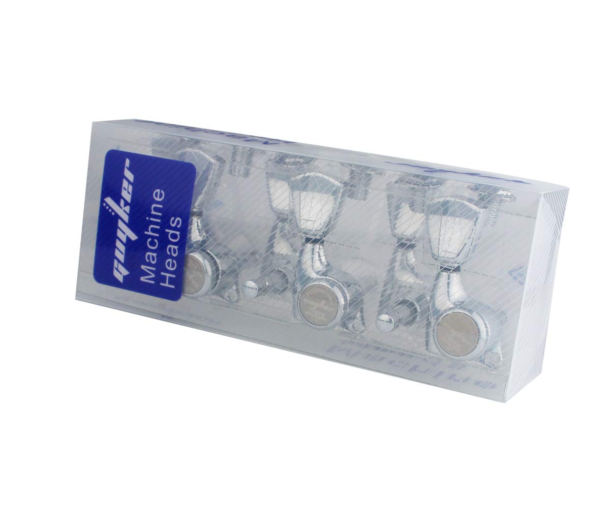 Guyker 6Pcs Guitar Locking Tuners (3L + 3R Handed) - 1:21 Lock String Sealed Tuning Key Pegs Machine Heads with Keystone Knob Re